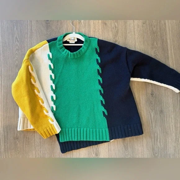 MONSE COLORBLOCK PATCHWORK WOOL SWEATER - XL - Picture 6 of 11